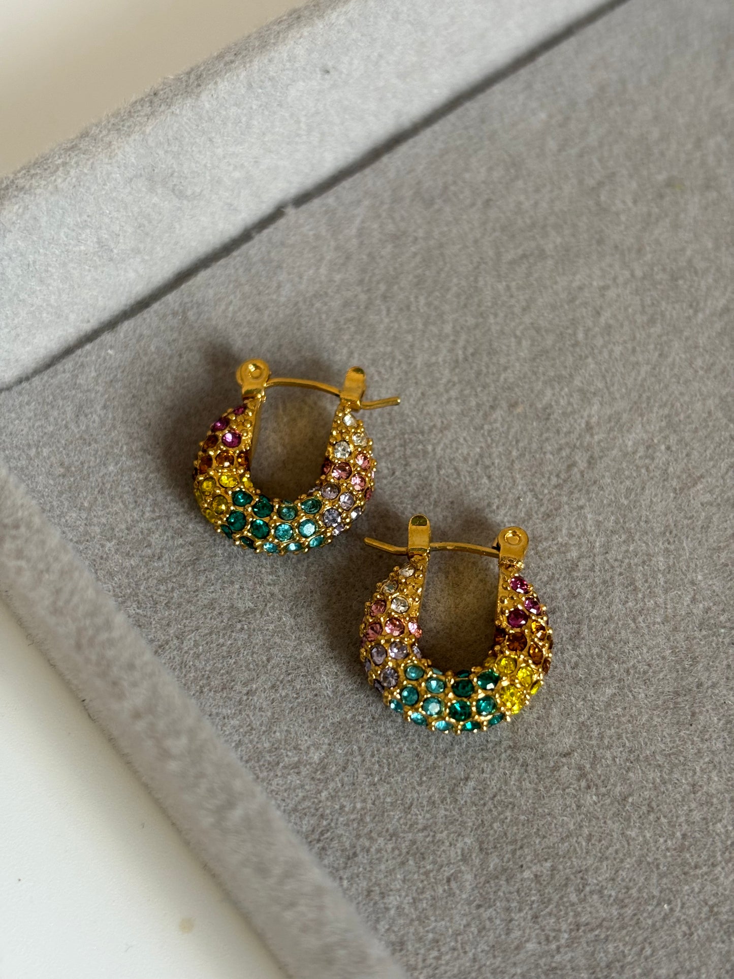 Zircon Hoop Earrings (Colored)