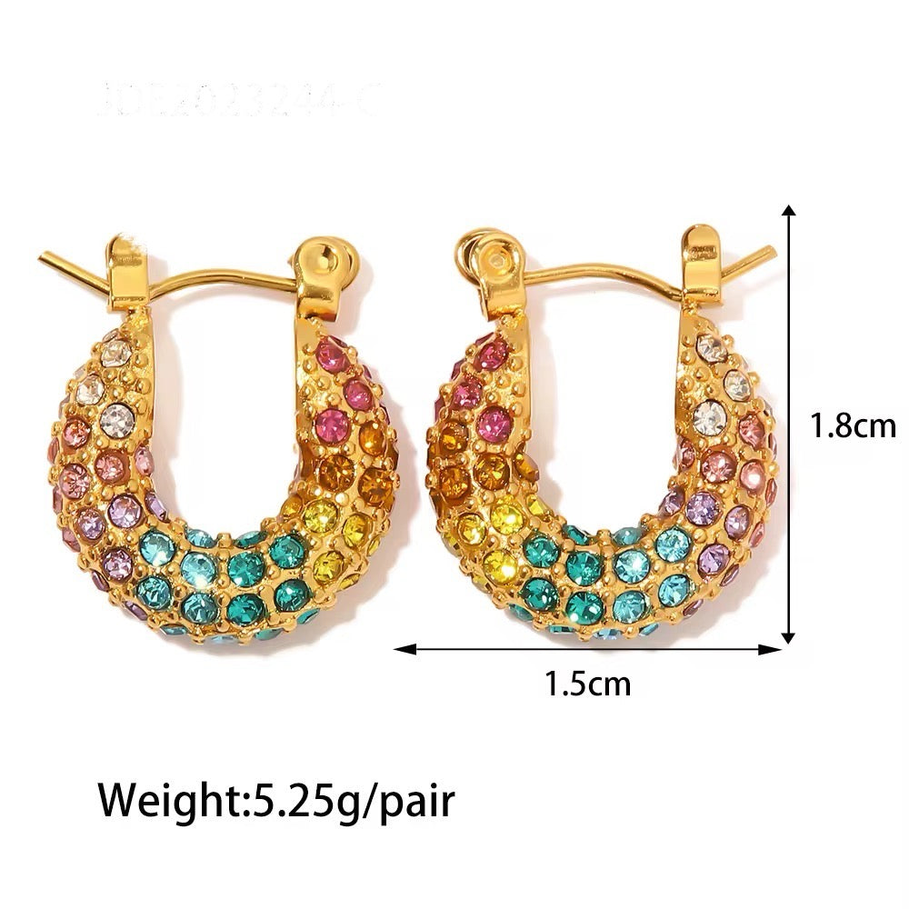 Zircon Hoop Earrings (Colored)